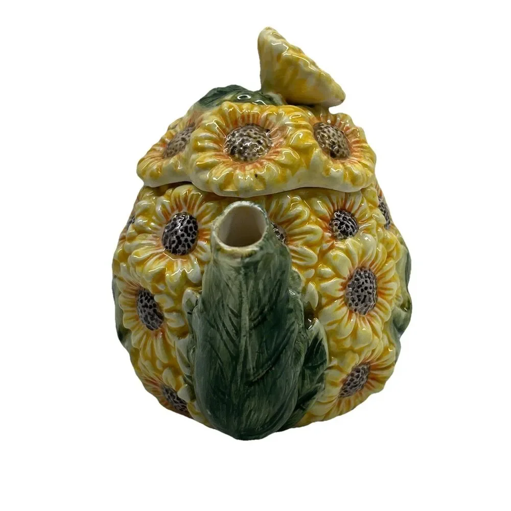 Vintage Nordstrom Sunflower‎ Tea Pot 5”X6 3/4”
